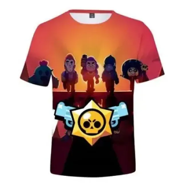 Kids short sleeve shirt with prints of popular Brawl Stars characters