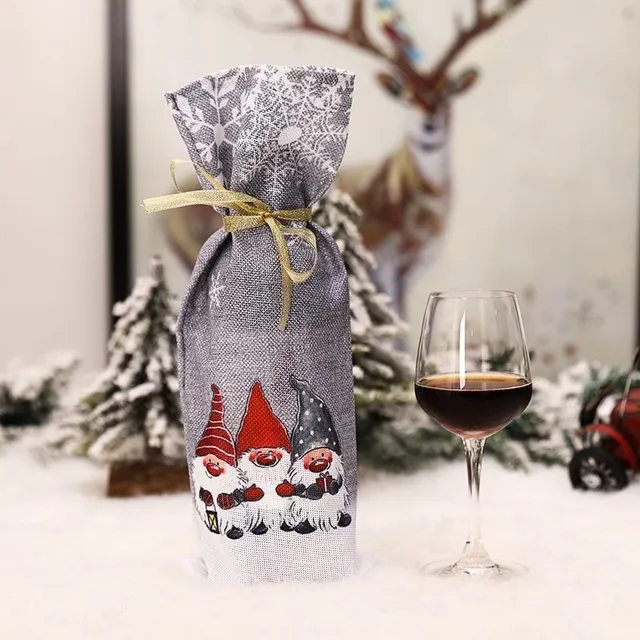 Gyönyörű borosüveg tasak karácsonyi motívummal Debbie