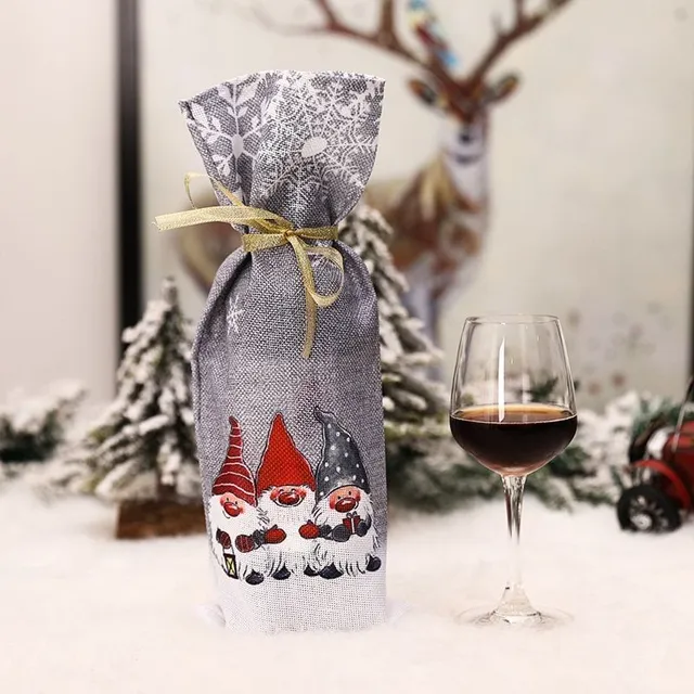 Frumoasa pungă pentru sticlă de vin cu motiv de Crăciun Debbie