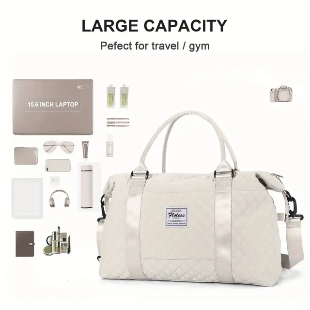 Spacious travel sports bag © Great for gym, weekends and nights © With removable strap