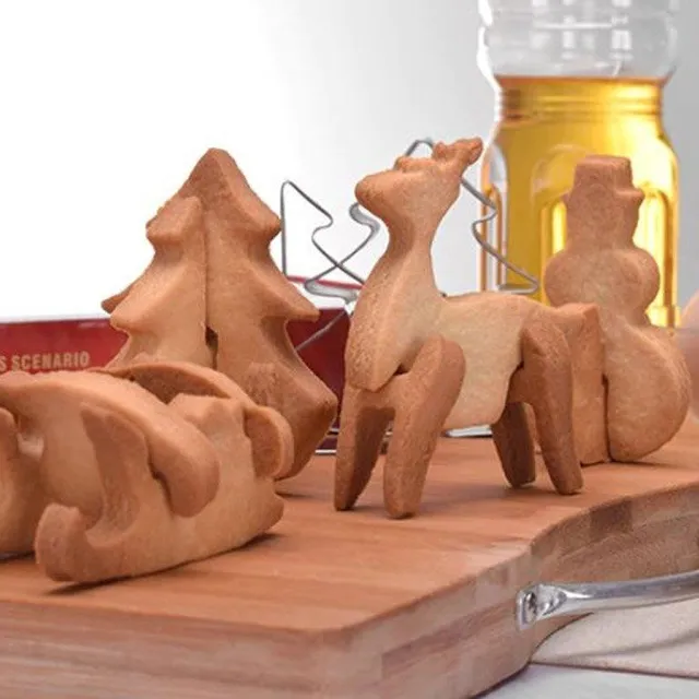 3D Christmas gingerbread cookie cutters, set of 8