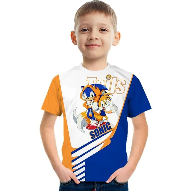 Tricou sport pentru băieți cu mâneci scurte și imprimeu Ježek Sonic