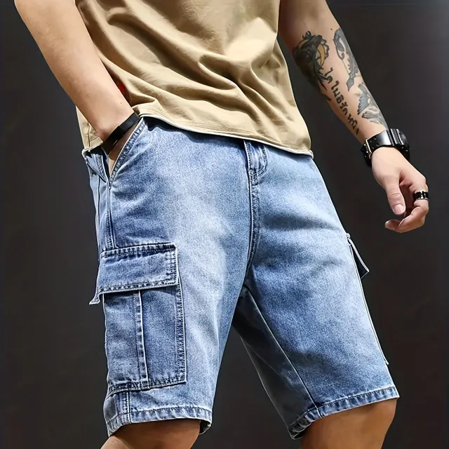 Men's elastic shorts in torn style for summer, casual street style