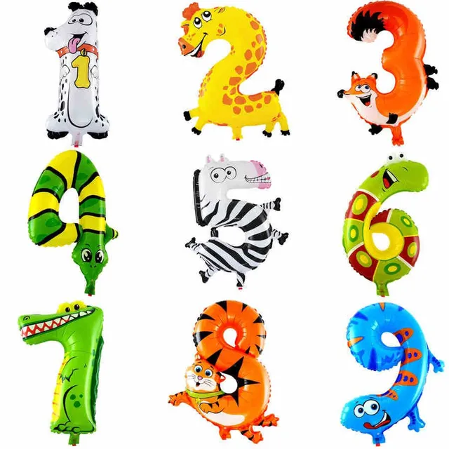 Animal Birthday Balloons - NUMBERS