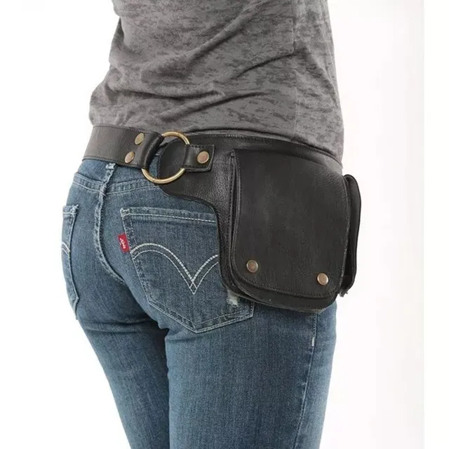 Banane punk en cuir PU vintage, fanny pack tendance pour l'extérieur et les voyages