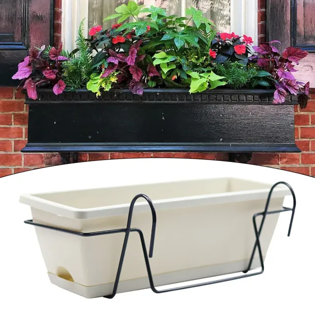 Hinged metal system for rectangular pots for hanging on the balcony