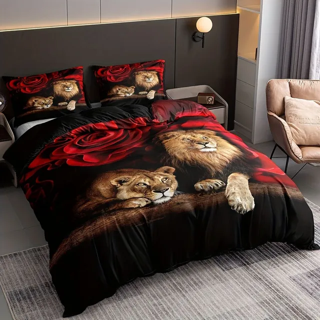 Luxury soft and comfortable bed linen with lion motif