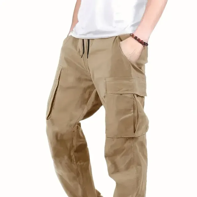 Men's cargo pants made of cotton, comfortable cut, straight pants, multifunctional pockets, ideal for outdoors and free