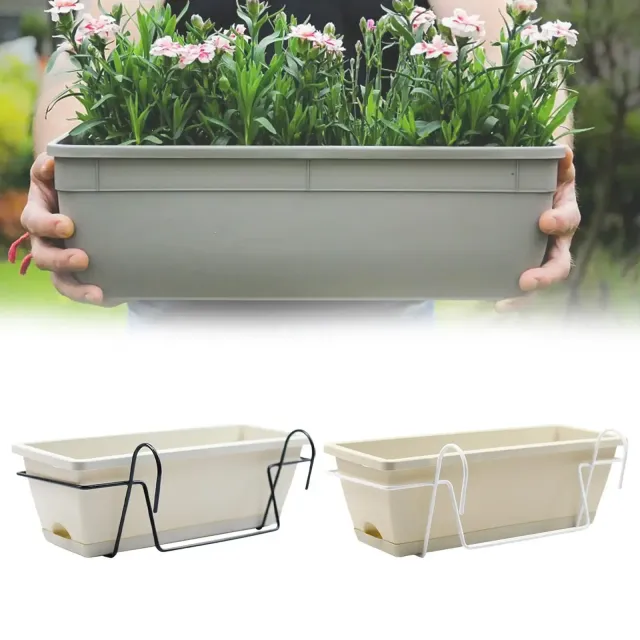 Hinged metal system for rectangular pots for hanging on the balcony