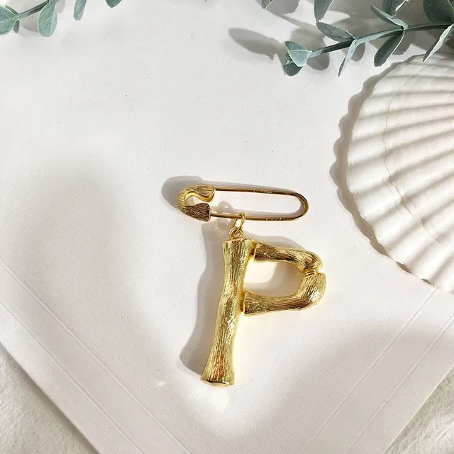 Luxury stylish brooch with initial