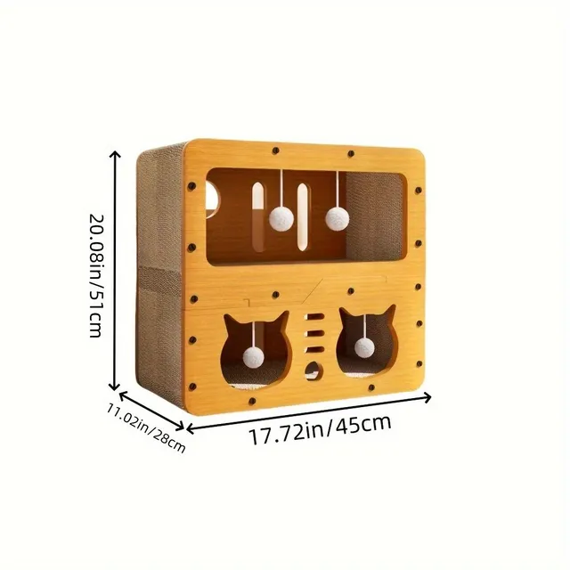 Kartonové škrabadlo s myškami a hrami - dvojitá zábava pro kočky