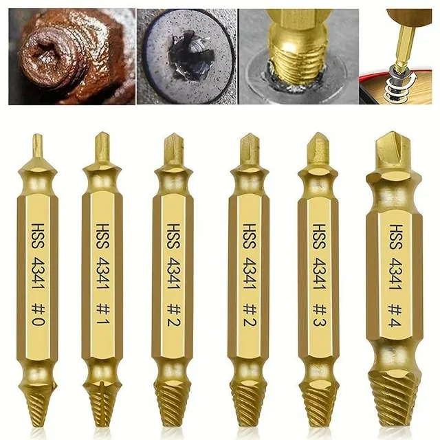 Set of 6 drills for removing damaged screws - Quick and easy removal of damaged, broken and stuck screws