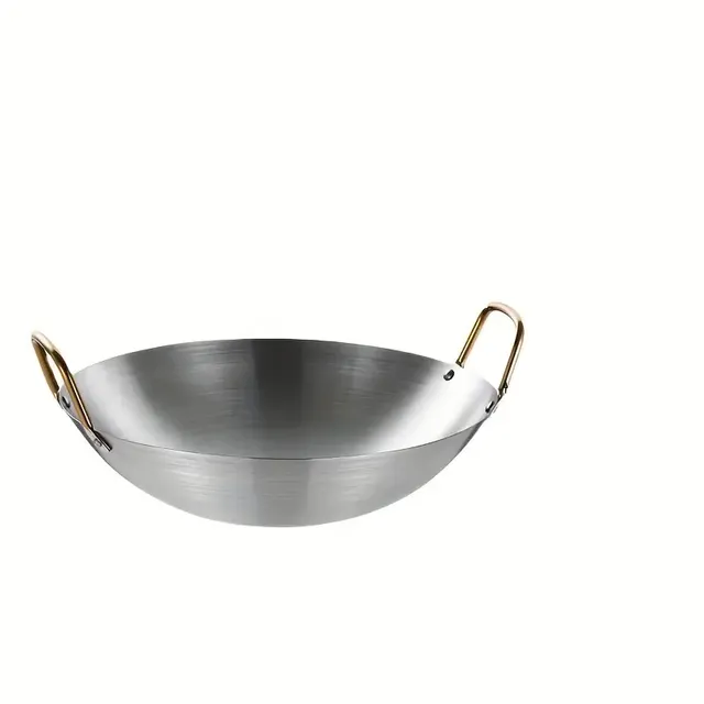 Stainless steel wok with double ears