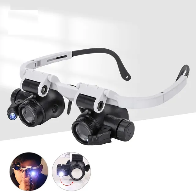 Magnifying glasses with microscopic magnifying glass and LED light