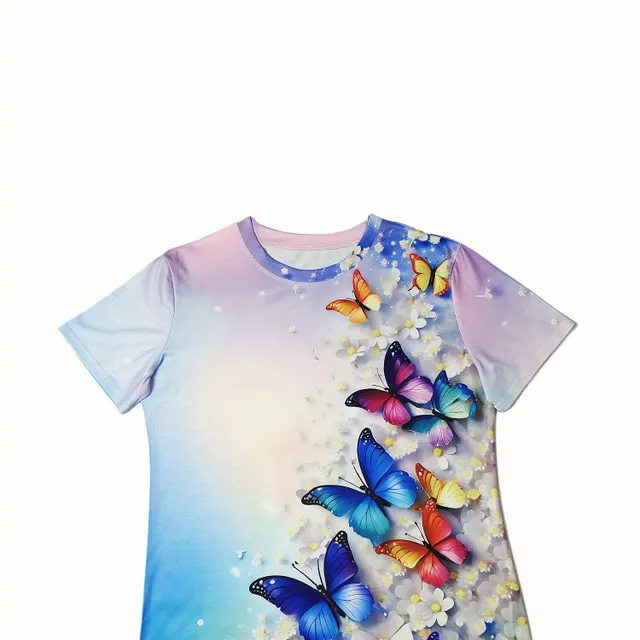 Butterfly leotard with short sleeve and neckline to round, free, for spring and summer, women's