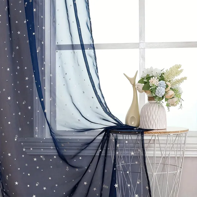 Night sky - decorative netting with stars, 1 x 2 m, blue, for party, home and garden, Easter gift