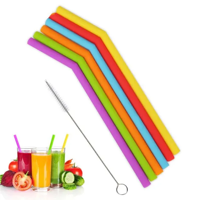 Silicone straws in set of 6 Mi759