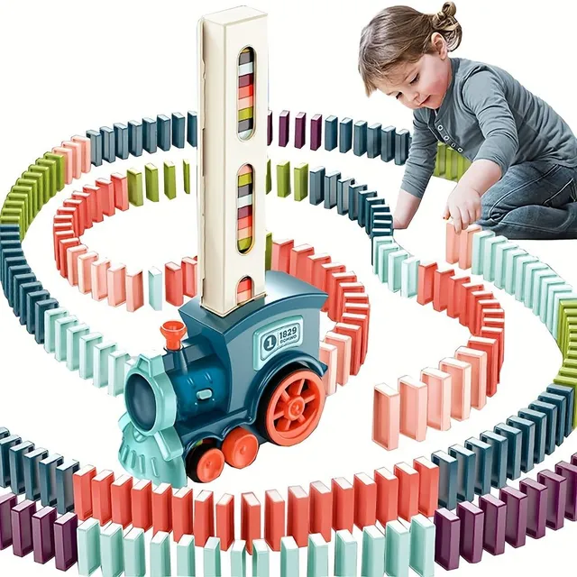 Trenes de dominó con motor eléctrico para niños - divertido y educativo, un juego de construcción creativo para horas de diversión