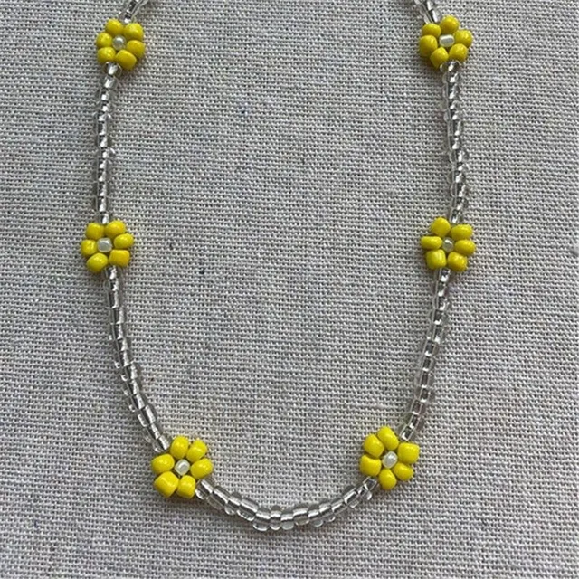 Collar choker de cuentas para mujer con flores