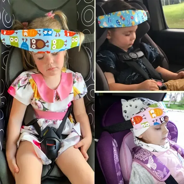Child adjustable pillow for safe sleeping in the car and support header in the car seat