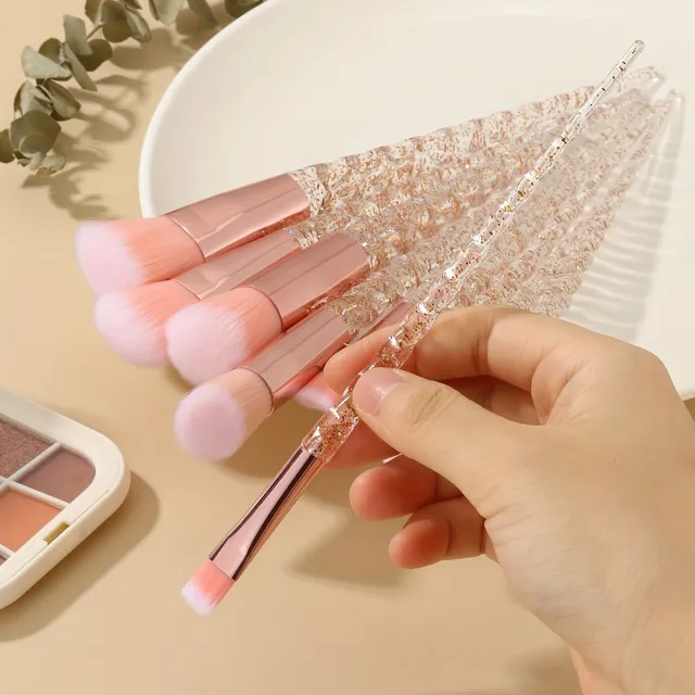 Set of professional cosmetic brushes with crystal unicorn