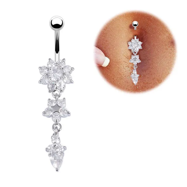 Sexy piercing into belly button with pendant - 2 colors