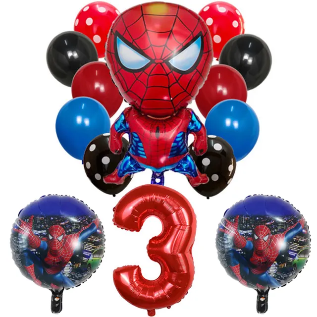 Sada nafukovacích balónov s číslom a superhrdinom Spidermanom