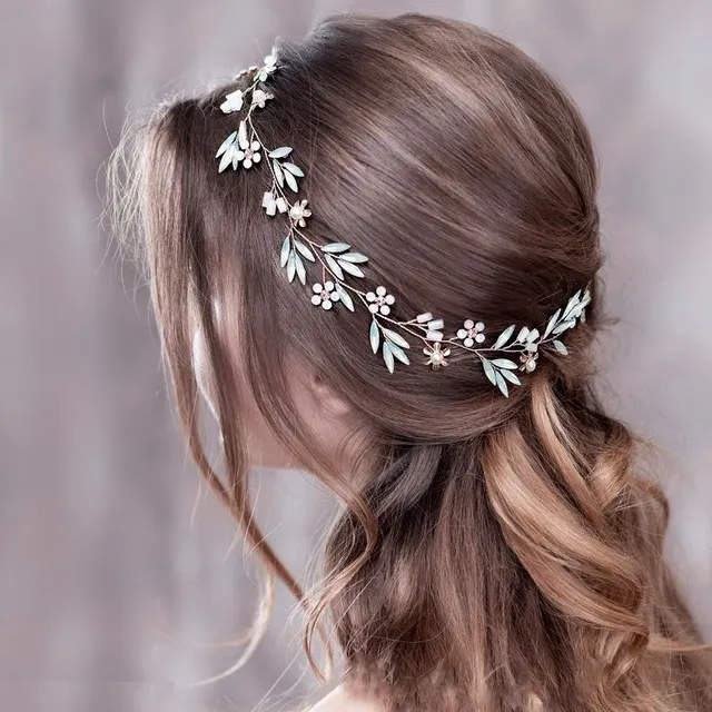 Luxusné vlasové čelenky zdobené umelými kryštálovými kamienkami a vzorom kvetín