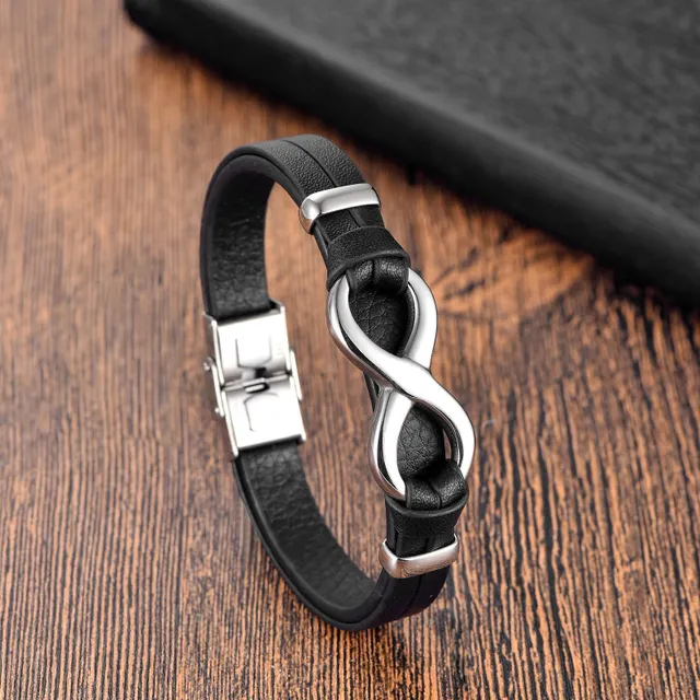 Men's simple bracelet made of PU leather and metal