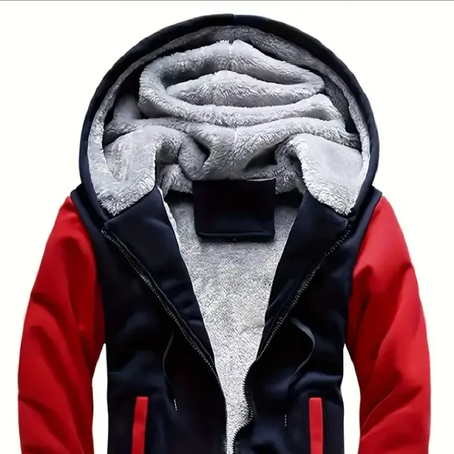 Men's winter thick and padded warm jacket with hoodie