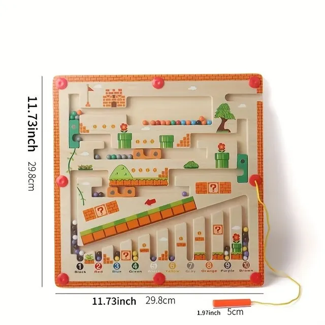 Developing wooden magnetic sponge with maze and counting, game for colors and numbers, Christmas present