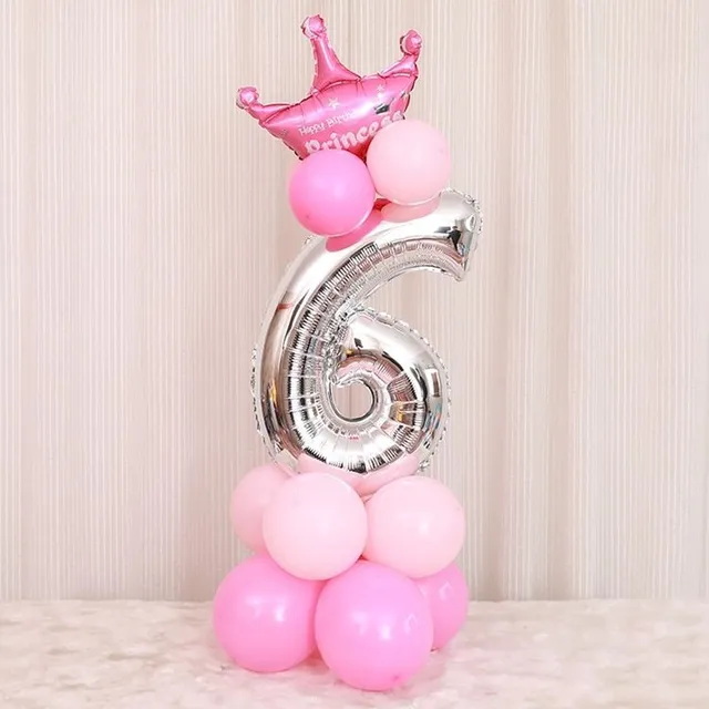 Ballons avec couronne - Chiffres d'anniversaire