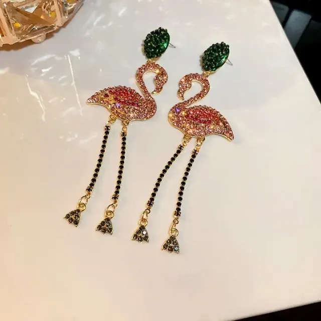 Women's hanger earrings flamingos