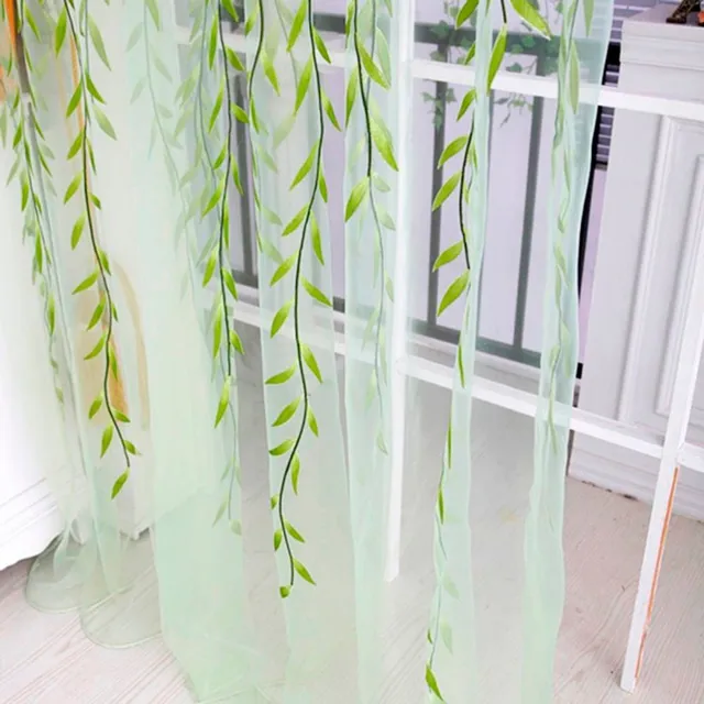 Fine transparent embroidered curtain