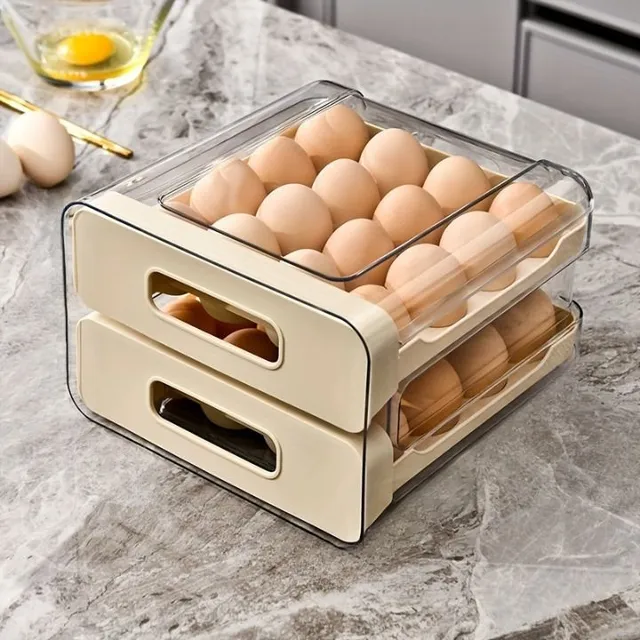 1 szt. tacka na jajka o dużej pojemności z podwójną szufladą do przechowywania świeżych jaj