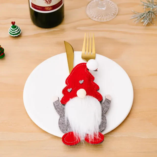 Christmas stand for cutlery with elf motif