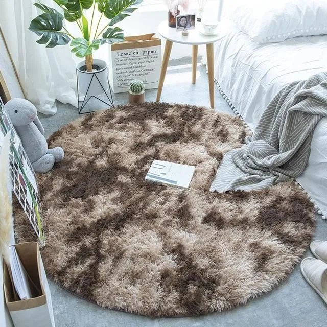 Kulatý huňatý koberec dark-brown 60x60cm