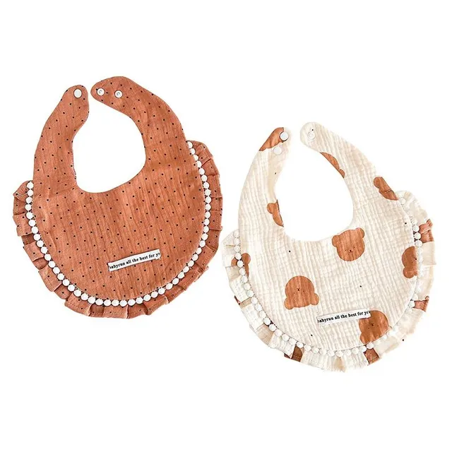 Set of classic fabric modern bibs with beautiful printing 2 pcs