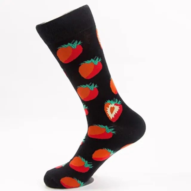 5 pairs of autumn and winter socks with a motif of strawberries on cotton socks in size 38 - 46