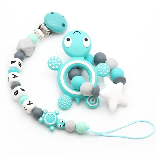 Baby silicone teether on clip