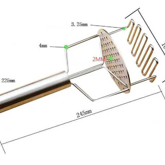 Stainless steel kitchen masher for potatoes