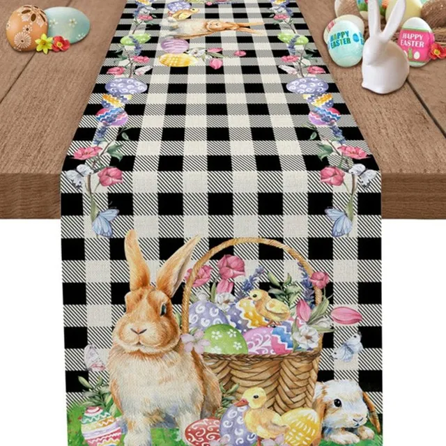 Distinctive Easter table runner with beautiful animals and charming embroidery by Petra