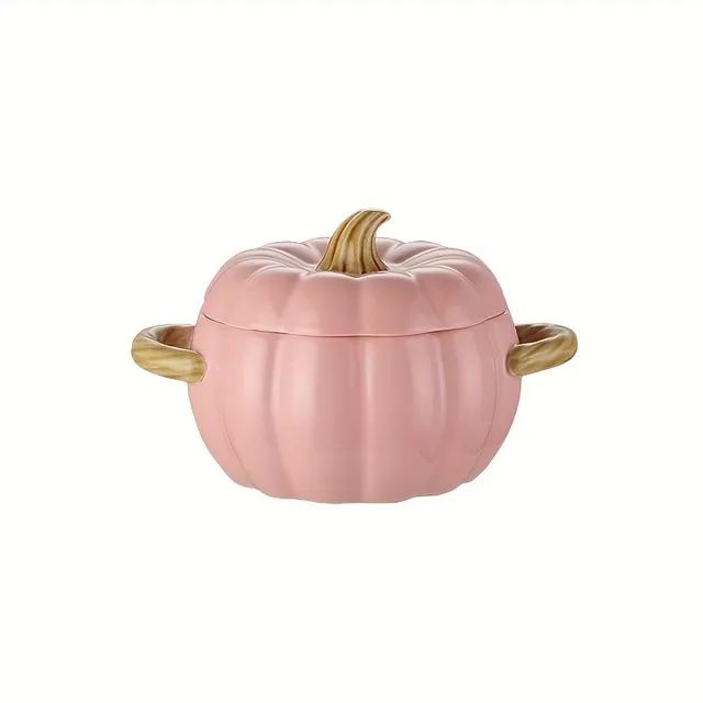 Ceramic pumpkin soup pot with Christmas motif