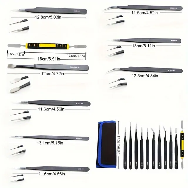 Stainless steel tweezers without magnetic effect with storage case