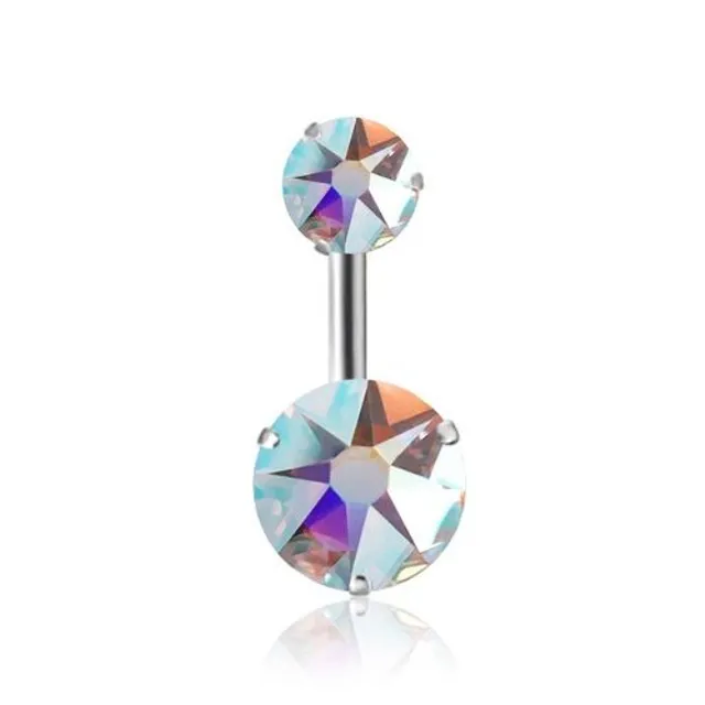 Piercing the belly button with two stones - 12 colors vicebarevna