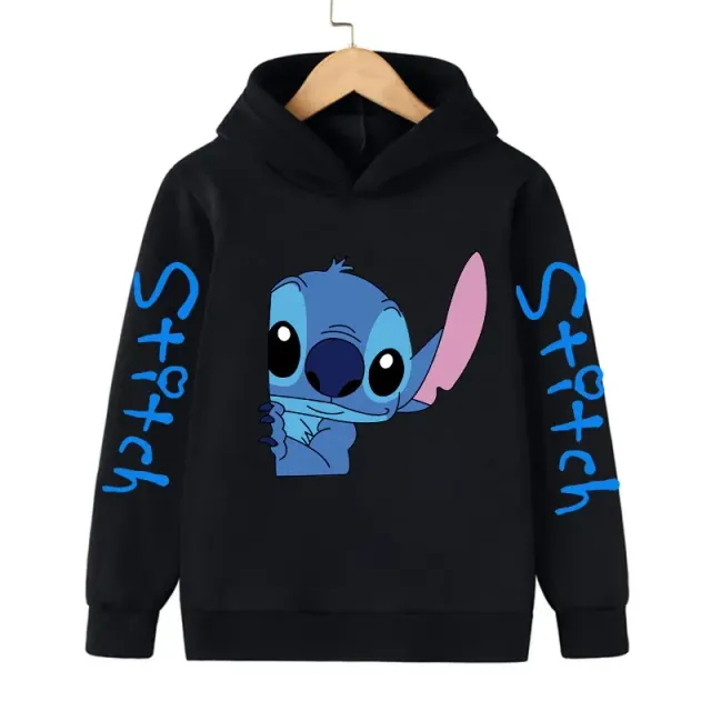 Dětská mikina s kapucí a roztomilým potiskem Stitch