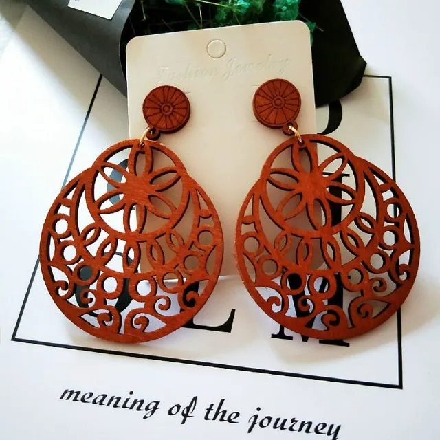 Women's luxury earrings made of African wood