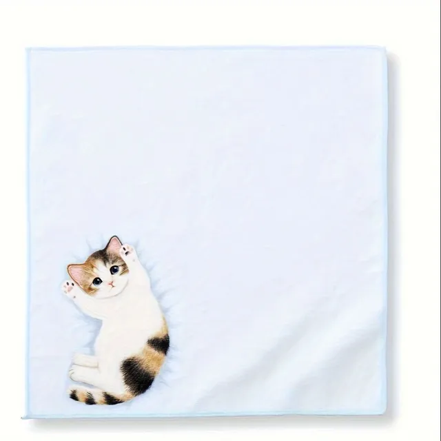 Cute quick-drying towel with cat motif - ultra-wearing and light