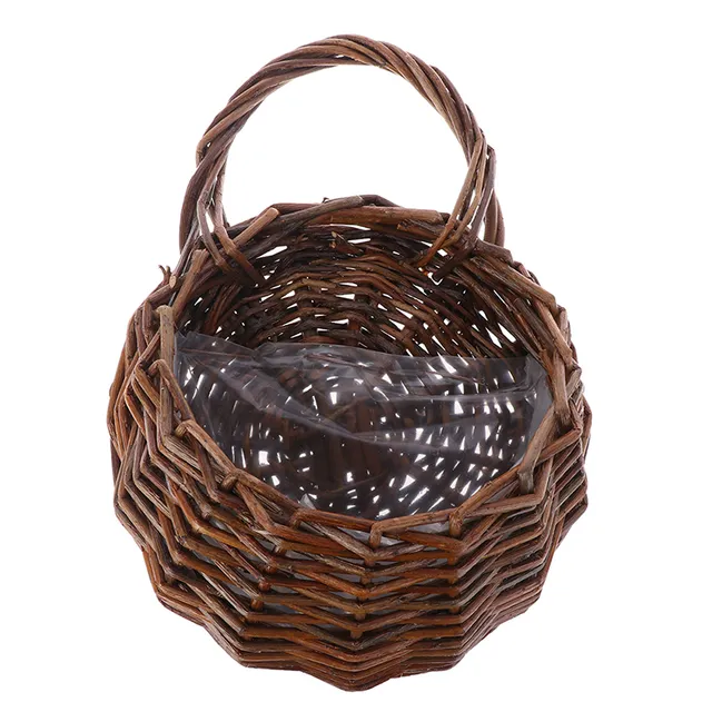 Hanging wicker retro flower basket