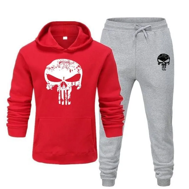 Men's comfortable 2 piece tracksuit with skull
